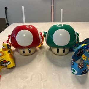 Nintendo Mushroom Drink Cups - Red & Green